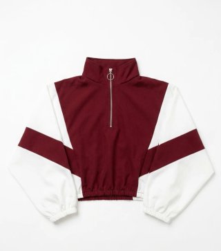 Sudadera corta con cremallera y bloques de color