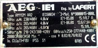 Motor Eléctrico Trifásico 4,6kw 3500rpm AEG
