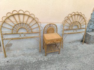 Cabeceros y mesita de noche bambú