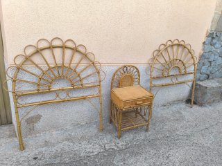 Cabeceros y mesita de noche bambú