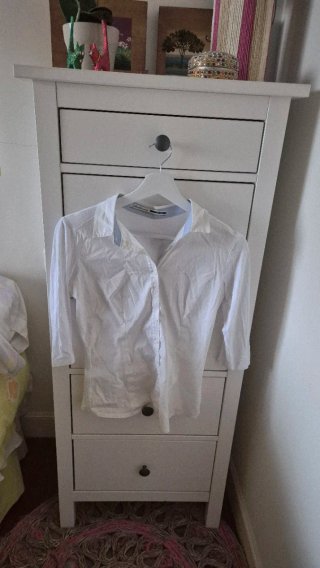 Camisa blanca de manga 3/4
