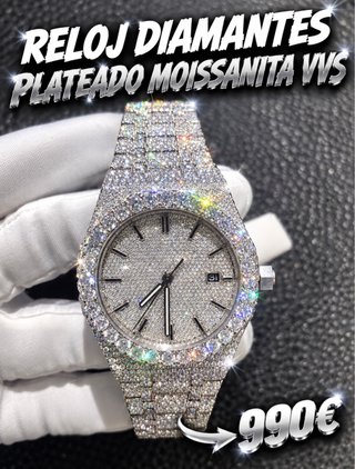 Reloj Diamantes Moissanita VVS Chapado