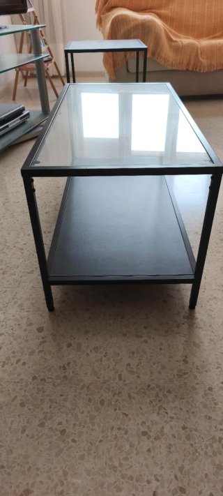 Mesa de centro metal + cristal