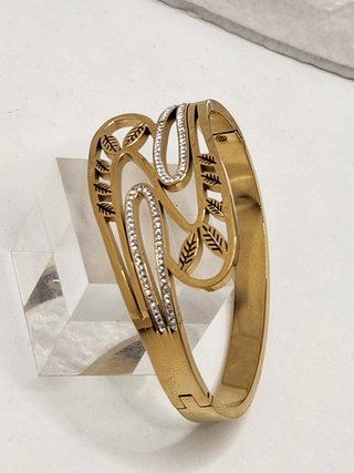 Pulsera Brazalete Acero Chapado Oro