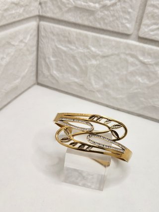 Pulsera Brazalete Acero Chapado Oro