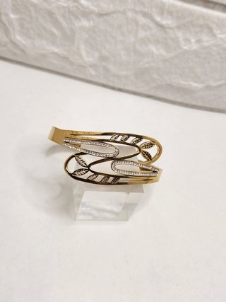 Pulsera Brazalete Acero Chapado Oro