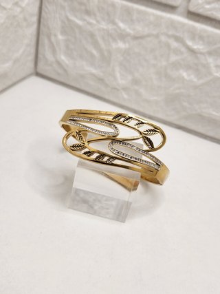 Pulsera Brazalete Acero Chapado Oro