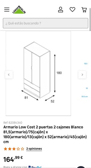 Armario blanco con cajones