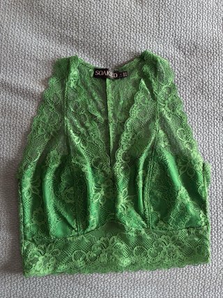 Top encaje verde talla S marca SOAKED