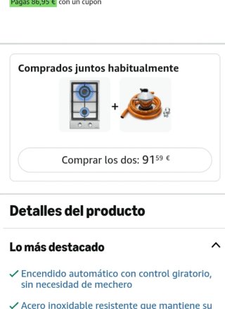 Placa de cocción a gas y regulador