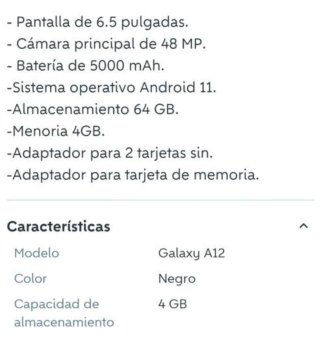 Samsung Galaxy A12 Negro