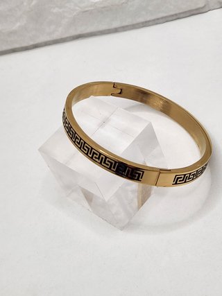 Pulsera Brazalete Acero Chapado Oro Greca