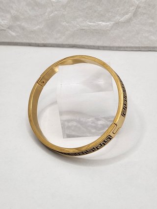 Pulsera Brazalete Acero Chapado Oro Greca