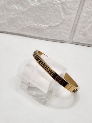 Pulsera Brazalete Acero Chapado Oro Greca