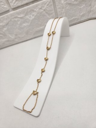 Pulsera Manita Corazones Baño Oro