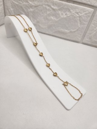 Pulsera Manita Corazones Baño Oro