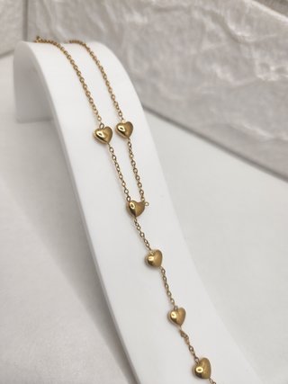 Pulsera Manita Corazones Baño Oro