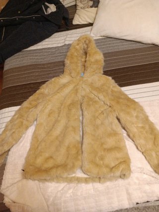 Abrigo niña pelo beige talla 13-14