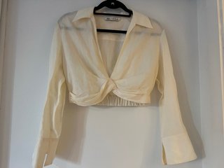 Blusa Zara Beige Cruzada Talla XS