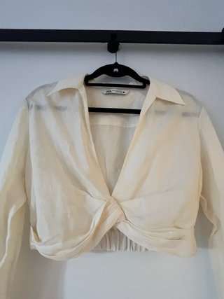 Blusa Zara Beige Cruzada Talla XS