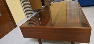 Mesa centro madera y cristal 4 cajones