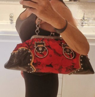 Bolso vintage rojo y negro