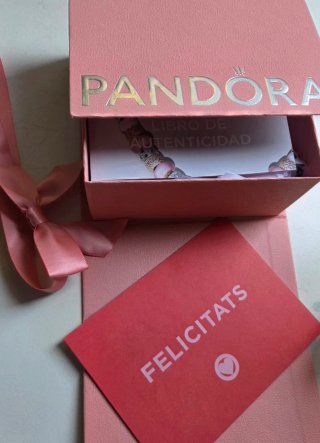 Caja regalo Pandora rosa con lazo