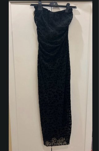 Vestido largo negro estampado leopardo