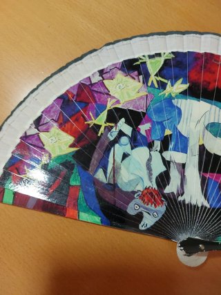 Abanico madera pintado Picasso multicolor