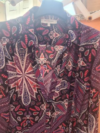 Vestido Morgan estampado morado y rojo T.42