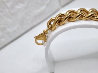 Pulsera Dólar Acero Quirúrgico Chapado Oro