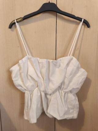 Top Zara Fruncido Blanco