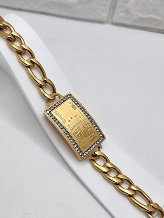 Pulsera billete acero chapado oro