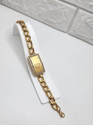 Pulsera billete acero chapado oro