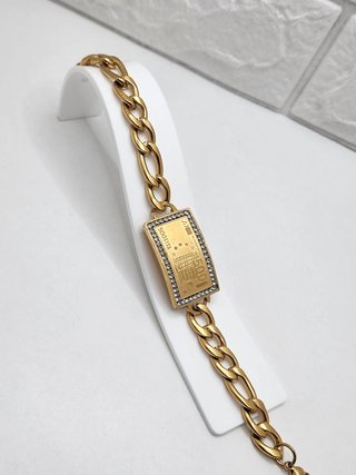 Pulsera billete acero chapado oro