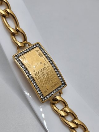 Pulsera billete acero chapado oro