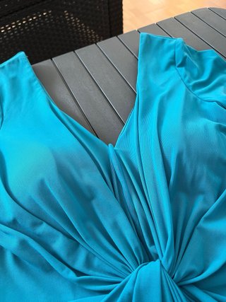 Vestido largo mujer gala azul petróleo