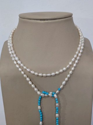 Collar perlas y turquesas