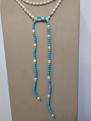 Collar perlas y turquesas