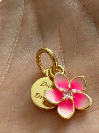 Pandora Charm Flor Rosa y Dorada