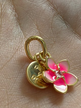 Pandora Charm Flor Rosa y Dorada
