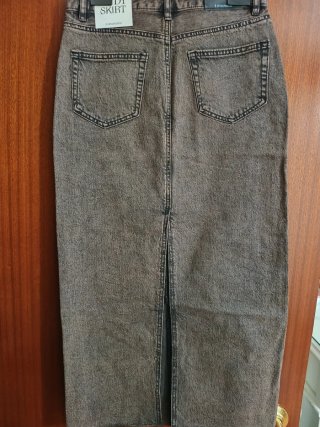 Falda vaquera larga marrón/gris Talla 38