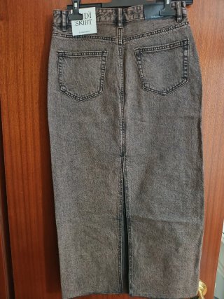 Falda vaquera larga marrón/gris Talla 38