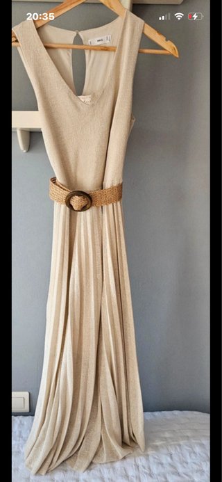 Vestido midi beige Mango Talla S