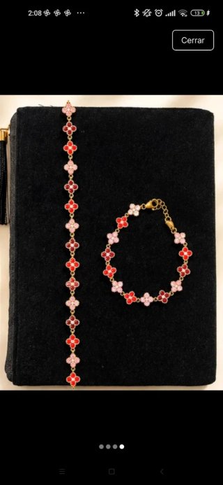 Conjunto Trébol Acero Inoxidable Rojo y Rosa