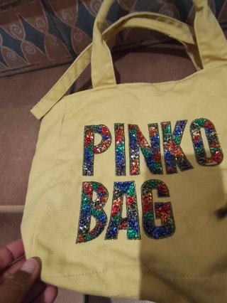 Bolso Pinko Amarillo Lentejuelas