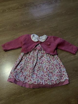 Vestido bebé floral con rebeca a juego