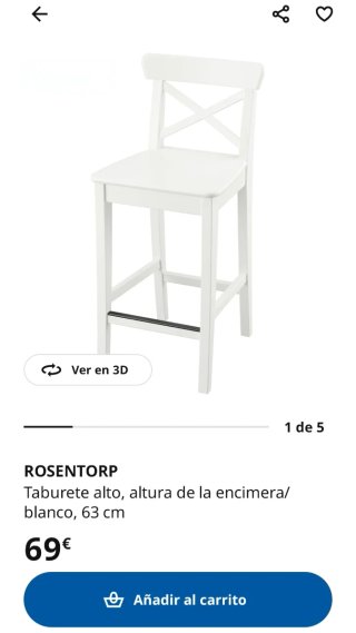 Taburete Alto Ikea Rosentorp Blanco