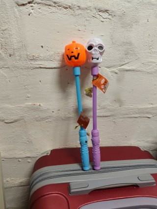 Bacchette luminose Halloween zucca e teschio set