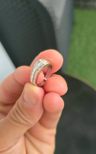 Anillo Oro Blanco con Diamantes Auténticos